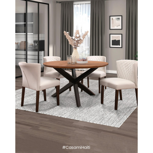 KIT SALLE A MANGER RONDE 4 PLACES HOMELEGANCE HE5597-53