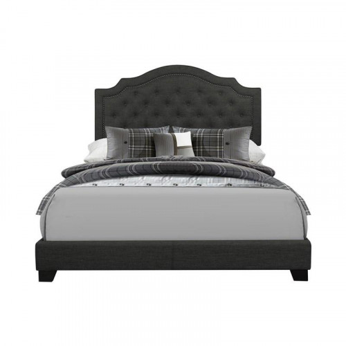 QUEEN BED W / DARK GREY FABRIC SH255DGR-1