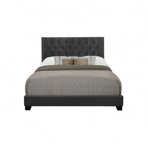 QUEEN BED W/ DARK GREY FABRIC SH255DGR-1